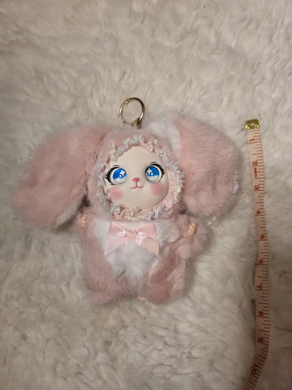 Plush Bunny Keychain with Pink Bow